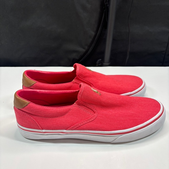 Polo Ralph Lauren Men's Shoes Thompson Wash Twill Slip On Sneakers 10D Red prep - Picture 3 of 11